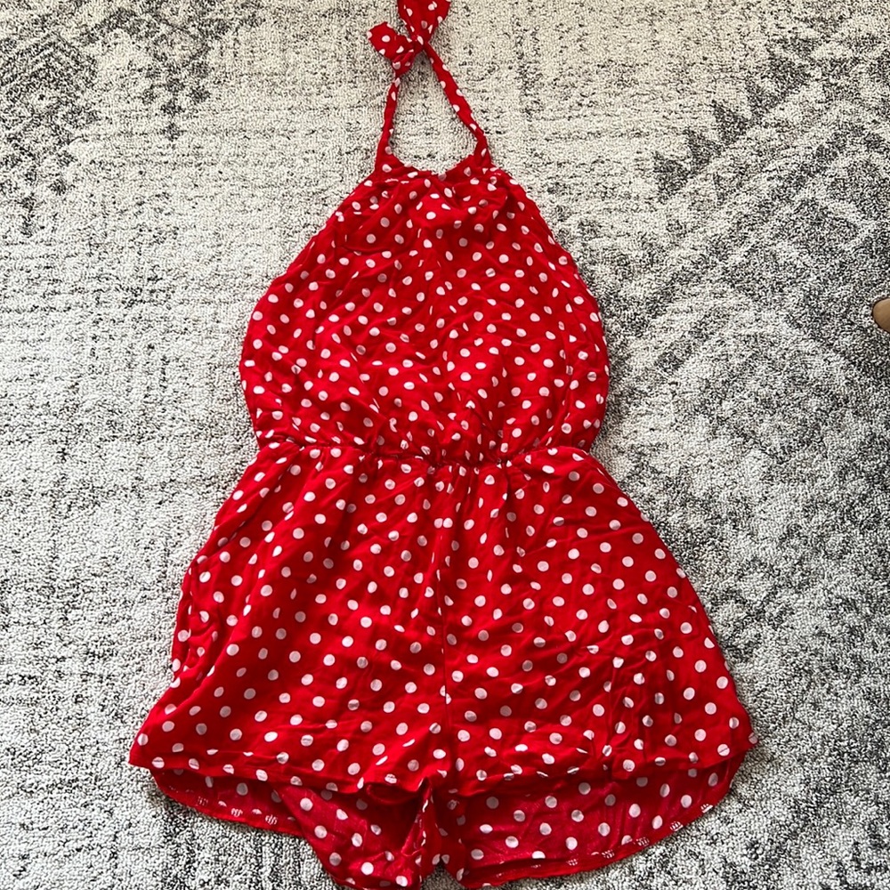 Polka dot halter romper